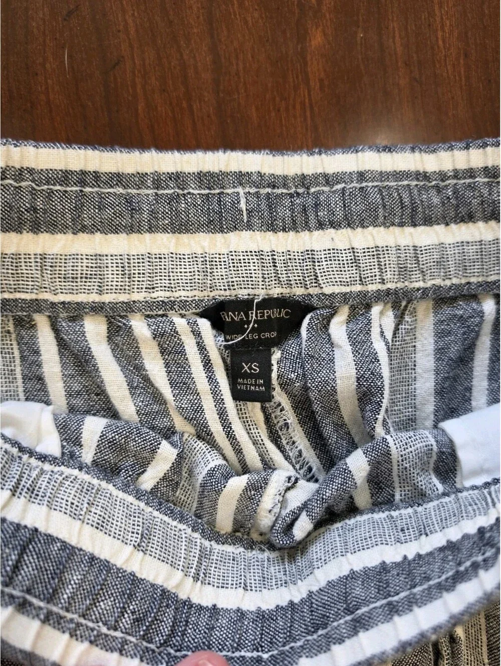 Banana Republic XS Striped Linen Blend Wide Leg Crop Pants Coastal Grandma Boho